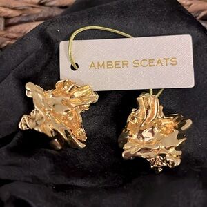 Amber Sceats Reese Statement Piece Gold Toned Nugget Earrings Crafted in Italy